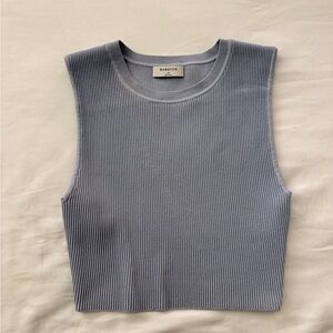 Aritzia Babaton Pale Blue Sculpt Knit Crop Muscle Tank